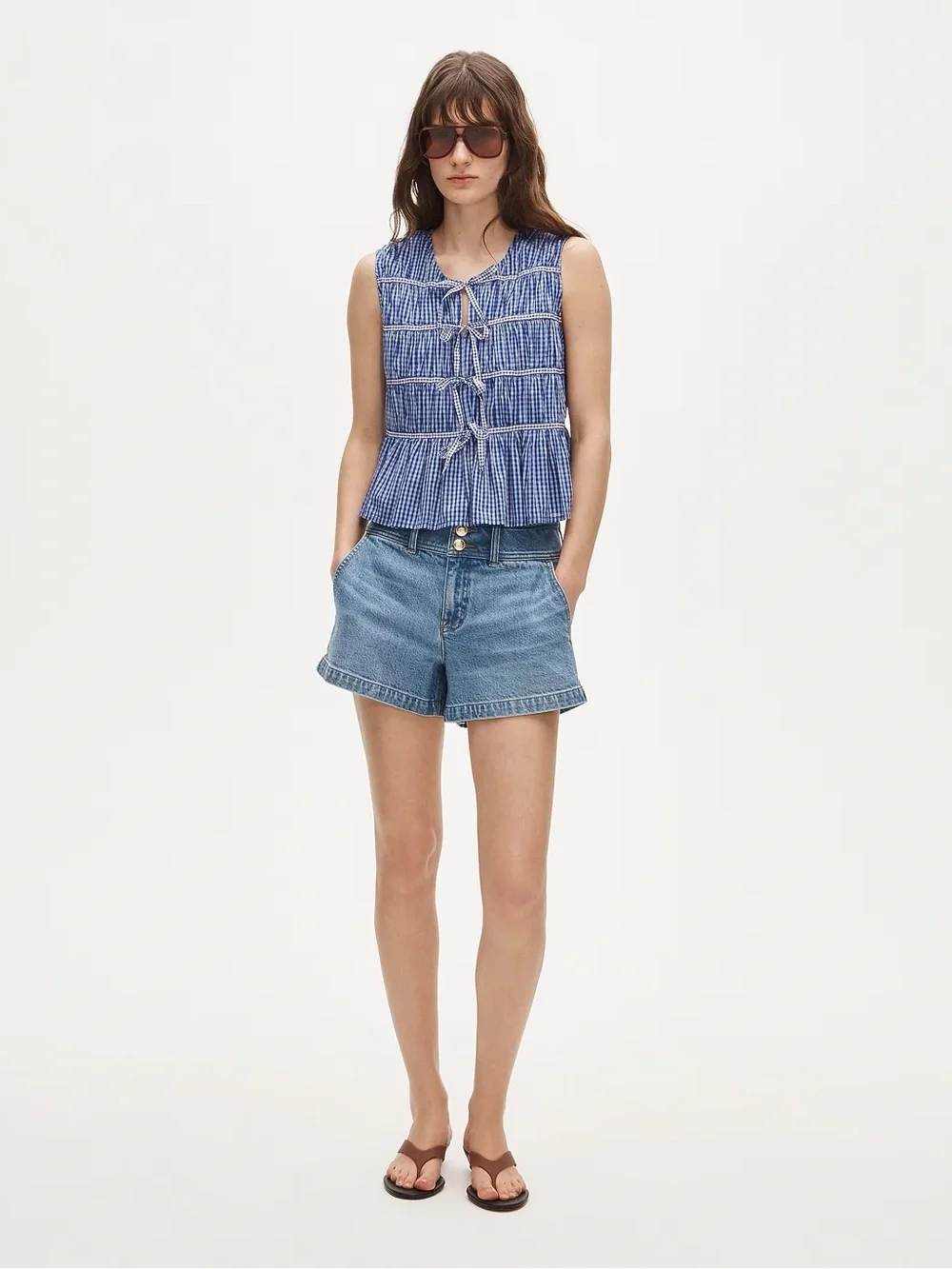 J Crew Tie-front top in gingham